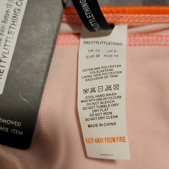 PrettyLittleThing Swim High Leg Bikini Bottom Coral - Picture 5 of 6